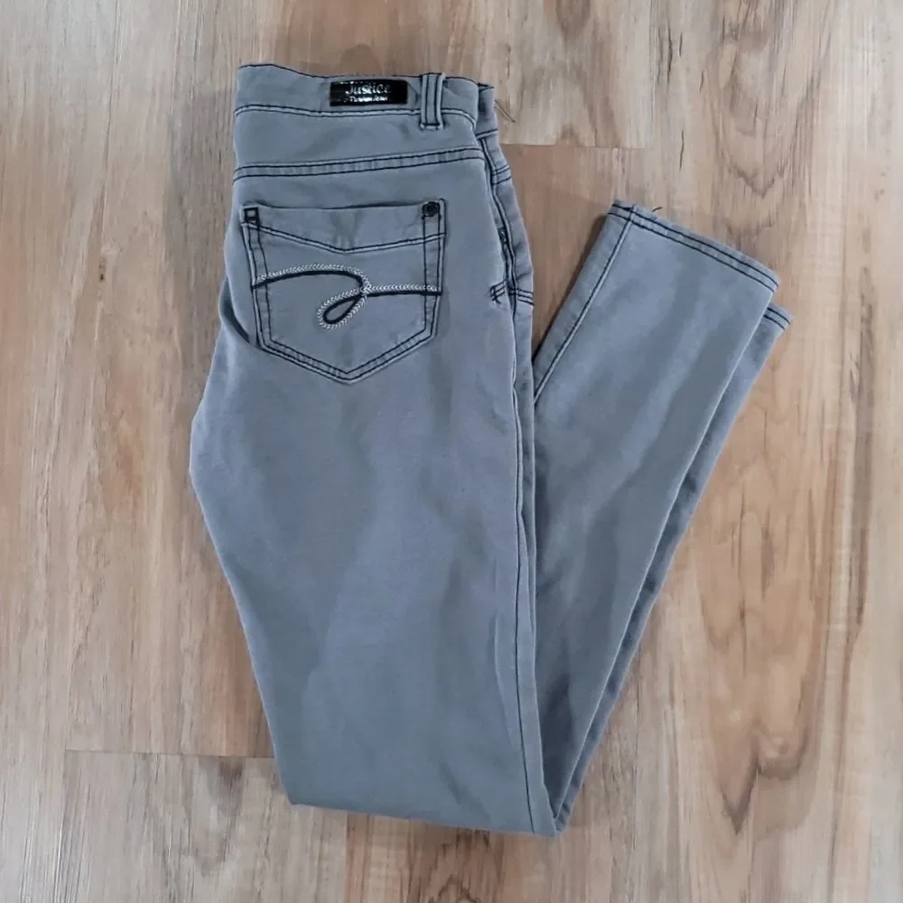 💜Justice Gray Skinny Jeggings Size 14